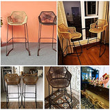 HPTK Tabouret De Bar, Lot De 2, Tabouret De Bar en Rotin Tissé À La Main, Chaise De Comptoir avec Dossier, Tabourets De Salle À Manger pour Le Petit-déjeuner, pour Piscine/Café/Cuisine
