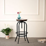 IKAYAA Tabouret Bar Industriel | Bois de Pin Naturel et Métal | Marron Rustique et Noir| Hauteur Réglable | Tabouret Haut pour Salon, Salle à Manger, Cuisine