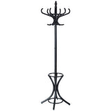 Goplus Porte-Manteau sur Pied au Style Industriel, 12 Crochets en Bois Massif, Support Manteau/Parapluie/Chapeau, 51 x 51 x 184CM (Noir)