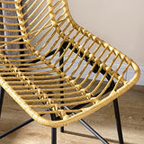 HOMCOM Lot de 2 tabourets de Bar Chaise de Bar Design bohème Hauteur 66 cm avec Repose-Pieds métal - Naturel