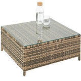 TecTake 800678 Salon de Jardin 4 Personnes en résine tressée, 2 Canapés modulables, Coffre de Rangement et Table Basse en Verre Inclus – Plusieurs Couleurs Disponibles (Marron Naturel/Gris foncé)