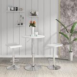 WOLTU BT02ws Table de Bar en MDF avec Pied,Table Ronde Hauteur réglable,Blanc