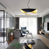 LED Pendentif En Forme De Feuille Chapeau Doré Suspension Lampe Hauteur Réglable Plafond Suspension Café Bar Chambre Salon Décoration Lustre Système D'éclairage,Noir,60cm