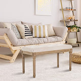 XRHOM Banc Banquette Rembourrée en Tissu Bois Massif Banc Capitonné de Salon Banquette de Salle de Séjour Meuble de Couloir Piano Maison Intérieur Lin 80x40x46cm, Beige