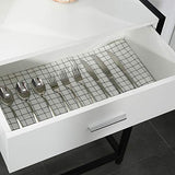 HOMCOM Console Table d'appoint Design dim. 120L x 34l x 81H cm 2 tiroirs métal Noir Panneaux Particules Blanc