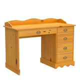 IDIMEX Bureau Colette Rangement avec 5 tiroirs et Plateau avec corniche, en pin Massif lasuré Couleur Miel