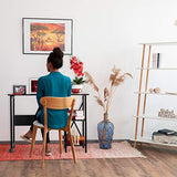 Relaxdays Bureau Pliable,Table Peu encombrante, 2 étagères, pour Travail à la Maison,Chambre d’ado, Choix de Couleurs, Panneau de Particules, Fer, Weiß, 76 x 107 x 55 cm