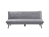 Loungitude Banquette convertible en velours gris perle et pieds métal noirs