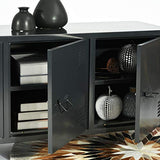 MEUBLE COSY Grand Espace 3 Portes Métal Bureau Armoire 2 Couches Buffet de Rangement Meuble Télévision, Noir, 120 x 40 x 58cm