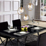 HJXDtech Suspension Lustre Industrielle Vintage, Plafonnier Lampe en Laiton avec Abat-jour en Verre,Luminaire Suspendu loft Moderne pour Cuisine Chambre Salon (3 Lumières-Clair)
