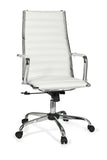 FineBuy chaise de bureau fauteuil de direction pivotant avec accoudoirs | chaise tournante avec appui-tête | Blanc- cuir synthétique - réglable en hauteur - dossier ergonomique - Capacité de charge 110 kg