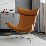 Fauteuil de salon moderne et ottoman en cuir synthétique avec pieds en métal doré, support de base robuste pour salon, bureau, salon