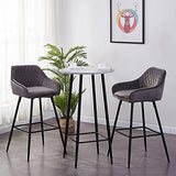 JaHECOME Lot de 4 Tabourets de Bar Gris avec Dossier et Accoudoir Rembourrés, Chaises de Bar en Velours avec Repose-Pieds en Métal pour Bistrots; Salle à Manger, Soirée