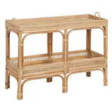 LOLAhome Console grille avec étagère en rotin naturel 100 x 38 x 81 cm