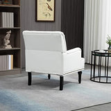 SEPNINE Fauteuil Classique en Cuir synthétique - pour Salon et Chambre - Charge maximale : 150 kg (Blanc)