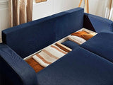 Lisa Design - Billie - canapé 3 Places - Convertible avec Coffre - en Velours côtelé - Bleu Ardoise