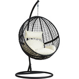 TecTake Chaise hamac avec Support en Résine Tressée Fauteuil Suspendu de Jardin Balancelle Transat - diverses Couleurs au Choix - Lancelle transat - diverses Couleurs au Choix - (Negro | No. 401777)