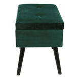THE HOME DECO FACTORY Coffre Valise Velours Vert Bois, 50 x 46 x 35 cm