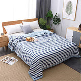 Chickwin Couvre Lit Matelassée, Simple Rayure Imprimé Couvre-lit Réversible Couverture de lit Doux Microfiber Jeté de Lit Dessus de Lit pour Lit 1 ou 2 Personnes (Bleu,200x230cm)