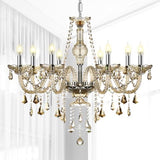 Ridgeyard Lustre Baroque Lustres de Plafond Moderne Lustre Cristal K9 Plafonnier Luminaire pour Salon Chambre Couloir Entrée, 8 Lumières, Cognac