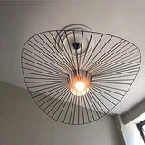 YUXN Suspensions Lustre Vintage Salon Lampe Simple Creative (Hauteur De La Lumière Réglable), Bande De Tissu De Fibre De Verre De Salon + Conception De Chapeau en Fer Forgé，E27 Max 40W Brown 120cm