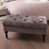 Pureday Siège Polly 2 Places Noble 4 Rouleaux Pliant Coton de Bois 83 x 43 x 40 cm Gris