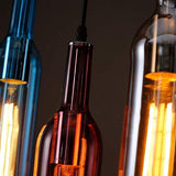 Raelf 5 têtes de verre Creative couleur Plafond d'éclairage Bouteille de vin Pendant Light Personality restaurant Suspension Fixture Loft Café Bar industriel Ferme Lustre Luminaires Décoration Lustre