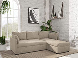 BUDWING Orlando Canapé Convertible d'angle Lit Chaise Longue Coffre Réversible Droite et Gauche Beige