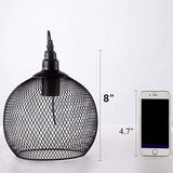Mengjay Pendentif Industriel Rétro En Métal E27 Ampoule En Forme de Noir Fini Suspension Luminaire Suspendu Pour Cuisine Island Salle À Manger Ferme Pas D'Ampoule(Ø22 cm)