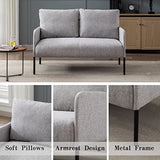 Wahson Canapé 2 Places en Lin Moderne Sofa Revêtement Tissu avec Rembourrage épais pour Salle/Chambre/Bureau/Appartement/dortoir, Gris