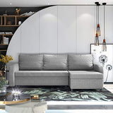 Selsey SOBEWS - Canapé d’Angle Convertible (Tissu Sawana 21 Gris, Coffre de Rangement intégré, Surface de Couchage 199x133 cm)