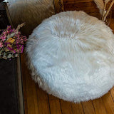Pouf Fourrure Blanc 80 cm Rempli de Mousse Déchiquetée Ultra Confortable Poire Coussin Double Housse Lavable en Machine…