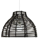 Abat-jour suspension Vintage noir en rotin, osier de style panier traditionnel par Happy Homewares