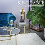 Huuryoudo Lot de 2 Tables Basses en Verre doré avec Structure en métal - Table d'appoint Ronde pour Balcon, canapé, Table avec Petite Table de Salon, Plateau en Verre doré