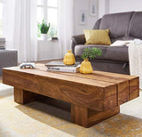 FineBuy Table Basse Bois Massif Sheesham Table de Salon 120 x 30 x 45 cm | Table d'appoint Style Maison de Campagne | Meubles en Bois Massif Naturel Table de Sofa |