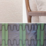 Alice's Home - Fauteuil à bouclettes Pieds Bois d'hévéa teinté Noyer Clair. 1 Place Droit Fixe. Pieds Compas scandinave. Structure en Bois Solide