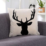 HUASHUZI Housse de coussin décorative en forme de tête de cerf - Décoration d'intérieur pour salon, canapé, lit, canapé - 45 x 45 cm