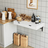 FOREHILL Bureau Mural Table Murale Étagère Suspendue avec 2 Tiroirs 2 Supports pour Chambre Salon Cuisine Couloir Blanc 80x40x40 cm
