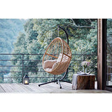 CONCEPT USINE - Fauteuil Suspendu Beige en Résine Tressée Façon Rotin Design Auroa - Structure en Acier - Coussin Déhoussable - Revêtement en Poudre - Hamac Assis - Waterproof, Résistant