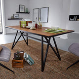Wohnling Table de salle à manger en bois massif et métal - 180 x 77,5 x 90 cm - Table de cuisine Loft massif - Table en bois avec structure en métal - Noir
