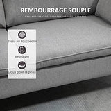 HOMCOM Canapés 2 Places Design Contemporain avec Coussins oreillers en Tissu de Lin et Pieds en Bois d'hévéa 200 x 87 x 95 cm Gris Clair