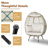 KOMFOTTEU Canapé en rotin en forme d'œuf - Fauteuil de jardin avec coussin - Avec structure en métal - Pour jardin, salon, terrasse