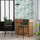 MEUBLE COSY Lot de 2 Tabouret de Bar avec Dossier et Repose-Pieds, Siège Rembourrés de 69 cm de Haut, Cadre en métal, Chaises Hautes en Tissu, Style Industriel, Vert