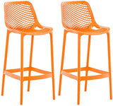 CLP Lot De 2 Tabourets de Bar Air en Plastique I Chaise Haute Intérieur Extérieur avec Dossier Et Repos-Pieds, Couleur:Orange