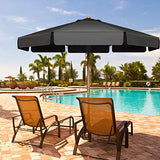 COSTWAY Parasol de Jardin Extérieur, Parasol Inclinable avec Lambrequin, 8 Baleines en Bois Blanc, Protection UV, pour Balcon/Jardin/Terrasse (Gris)