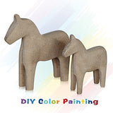 FishMM Lot de 2�en Europe su�dois en bois brut Dala figurine de cheval, Dalecarlian Cheval Ornements, DIY Couleur Peinture classique Main Statue