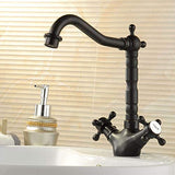Robinet de Cuisine Mitigeur 360° Pivotant avec Double Levier Design Rétro Traditionnel Laiton Durable Noir Robinet HAOXIN HXB02E