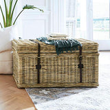 Loberon Malle Finette - Bois d'acajou, Rotin, Cuir de Buffle - H/L/P env. 50/95/45 cm - Marron