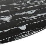 Alterego Table Basse de Salon Ronde 'GOST Mini' en Verre Noir Effet marbre et Pied Central Blanc