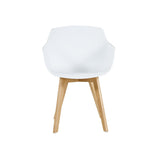 H.J WeDoo Lot de 2 Chaise Salle à Manger, Fauteuils Scandinave de Chaise latérale Design rétro avec Jambe de Bois de hêtre Massif - Blanc